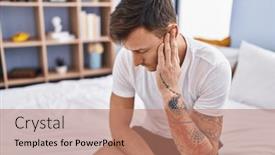  Presentation with ear pain - PPT layouts featuring young-man-suffering-for-ear background and a coral colored foreground