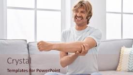  Presentation with pain - Presentation theme consisting of young-man-suffering-for-elbow background and a coral colored foreground