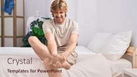  Presentation with pain - Slides consisting of young-man-suffering-for-feet background and a coral colored foreground