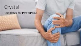  Presentation with knee - Slide deck with young-man-suffering-for-knee background and a light gray colored foreground