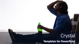  Presentation with alcoholism - PPT theme featuring young-man-suffering-from-alcoholism background and a wine colored foreground