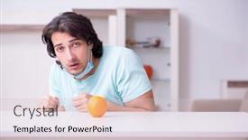  Presentation with allergy - PPT theme with young man suffering from allergy background and a lemonade colored foreground