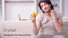  Presentation with allergy - Colorful presentation design enhanced with young man suffering from allergy backdrop and a lemonade colored foreground