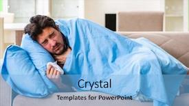  Presentation with one young man exercising handball - Colorful slide set enhanced with young man suffering from flu backdrop and a light blue colored foreground