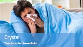  Presentation with young man on the phone - Slides having young man suffering from flu background and a teal colored foreground