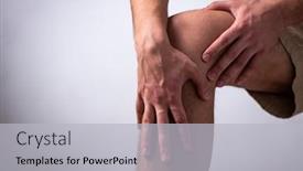  Presentation with leg pain - Amazing presentation design having young man suffering from leg pain backdrop and a light gray colored foreground