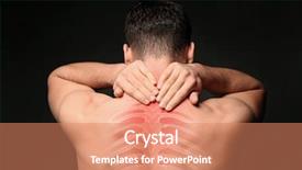  Presentation with anatomy neck - Slide deck having young man suffering from neck background and a coral colored foreground