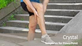  Presentation with leg pain - Beautiful slide deck featuring young man suffering from pain backdrop and a gray colored foreground