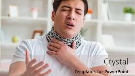  Presentation with sore throat - Colorful slide deck enhanced with chain infection - young man suffering from sore backdrop and a coral colored foreground