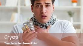  Presentation with sore throat - Audience pleasing slide deck consisting of chain infection - young man suffering from sore backdrop and a coral colored foreground