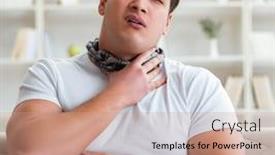  Presentation with sore throat - PPT theme enhanced with young-man-suffering-from-sore background and a coral colored foreground