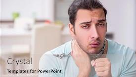  Presentation with sore throat - PPT theme having young-man-suffering-from-sore background and a soft green colored foreground