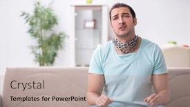  Presentation with sore throat - Presentation design featuring young-man-suffering-from-sore background and a mint green colored foreground