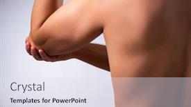  Presentation with pain - Beautiful PPT theme featuring man suffering from upper limb backdrop and a sky blue colored foreground