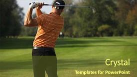  Presentation with young people in the club - Slide deck consisting of young man swinging golf club background and a tawny brown colored foreground