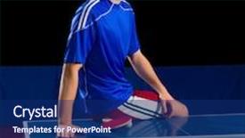  Presentation with table tennis - Presentation theme with young man table tennis player isolated ver background and a navy blue colored foreground