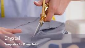  Presentation with clothing - Colorful PPT theme enhanced with young-man-tailor-working backdrop and a gray colored foreground