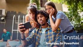 Presentation with selfie - Cool new presentation design with young-man-taking-a-selfie backdrop and a ocean colored foreground