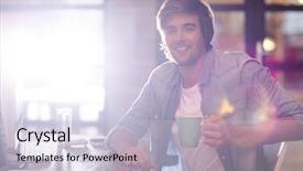  Presentation with creative - Amazing slides having young man taking coffee break backdrop and a  colored foreground