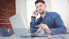  Presentation with talking on phone - Amazing slide set having young man talking on phone backdrop and a ocean colored foreground