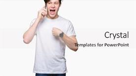  Presentation with wireless charging mobiles smartphone - Colorful presentation enhanced with young man talking on smartphone backdrop and a white colored foreground