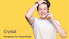  Presentation with smartphone - Presentation theme consisting of young man talking on smartphone background and a yellow colored foreground