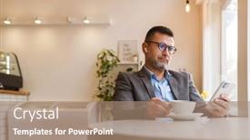  Presentation with wireless internet - Audience pleasing PPT layouts consisting of young-man-texting-message backdrop and a coral colored foreground