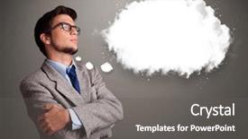  Presentation with good byes - Amazing slide deck having young man thinking about cloud backdrop and a gray colored foreground