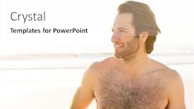  Presentation with sunset beach - Presentation with young-man-thinking-looking-towards background and a white colored foreground