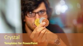  Presentation with invest - Colorful presentation design enhanced with young-man-thinking-to-invest backdrop and a red colored foreground