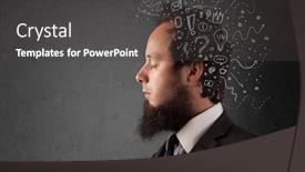  Presentation with abstract - Amazing PPT theme having young-man-thinking-with-white backdrop and a  colored foreground