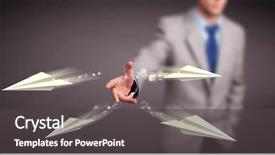  Presentation with track field throwing - Audience pleasing slide set consisting of young man throwing origami airplanes backdrop and a dark gray colored foreground