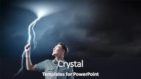  Presentation with lightning - Colorful presentation design enhanced with cutlery set with plates on gray table backdrop and a dark gray colored foreground