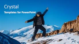  Presentation with season - Slide deck having young-man-tourist-sliding-down background and a teal colored foreground