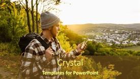  Presentation with hiking - Presentation theme featuring young-man-tourist-with-backpack background and a  colored foreground