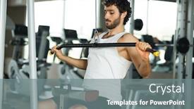  Presentation with training - Audience pleasing presentation theme consisting of young man training hard in a gym backdrop and a gray colored foreground