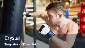  Presentation with club training - Beautiful presentation design featuring young man training in mix-fight club backdrop and a wine colored foreground