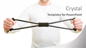  Presentation with trains - Beautiful presentation theme featuring young-man-trains-with-expander backdrop and a sky blue colored foreground