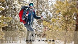  Presentation with adventure - Beautiful PPT theme featuring young man traveler with backpack hiking travel lifestyle adventure concept active vacations outdoor backdrop and a coral colored foreground