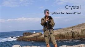  Presentation with area - PPT theme featuring young-man-travelling-on-stony and a light blue colored foreground