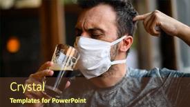  Presentation with beer - Presentation theme enhanced with young-man-trying-to-drink background and a tawny brown colored foreground