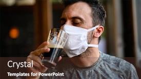  Presentation with beer - Beautiful PPT theme featuring young-man-trying-to-drink backdrop and a tawny brown colored foreground