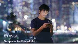  Presentation with mobile use - PPT layouts enhanced with young man use of mobile phone in city at night background and a wine colored foreground