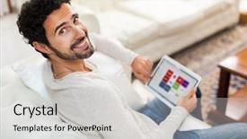  Presentation with man relaxing on massage table - PPT layouts enhanced with young man using a digital background and a light gray colored foreground