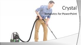  Presentation with studio - Presentation theme consisting of young man using a vacuum background and a white colored foreground