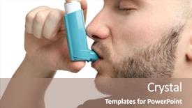  Presentation with asthma - Colorful presentation theme enhanced with young man using asthma inhaler backdrop and a coral colored foreground