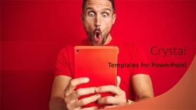  Presentation with fear - Presentation featuring young-man-using-digital-touchpad background and a dark gray colored foreground