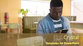  Presentation with young man on the phone - Cool new theme with young-man-using-his-mobile backdrop and a tawny brown colored foreground