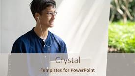  Presentation with computer - Presentation theme enhanced with young-man-using-laptop-computer background and a  colored foreground