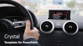  Presentation with navigation - Theme featuring young-man-using-new-car background and a dark gray colored foreground